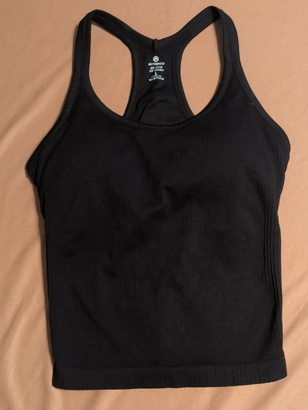 ATTRACO Black Ribbed Racerback Tank Top - Picture 4 of 8